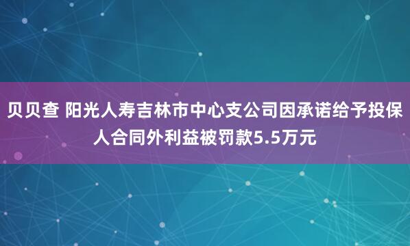 贝贝查 阳光人寿吉林市中心支公司因承诺给予投保人合同外利益被罚款5.5万元
